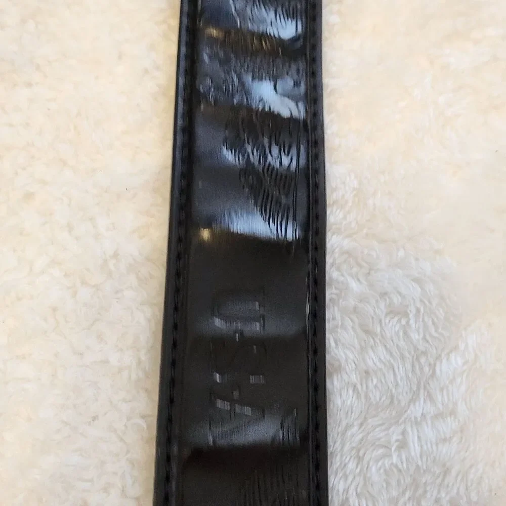 Genuine Black Leather Mens L (38-40) Embossed American Eagle USA Biker Belt